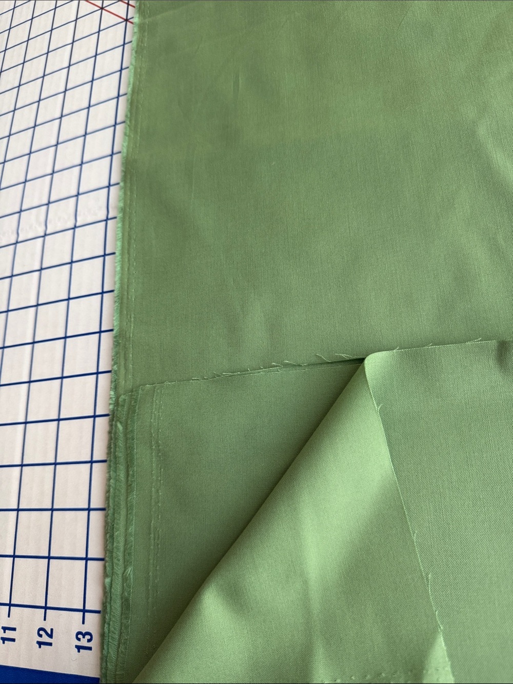 Vintage 1970s Avocado Green Cotton Blend Fabric 2+ Yards x 44” Solid Sturdy - Picture 7 of 11